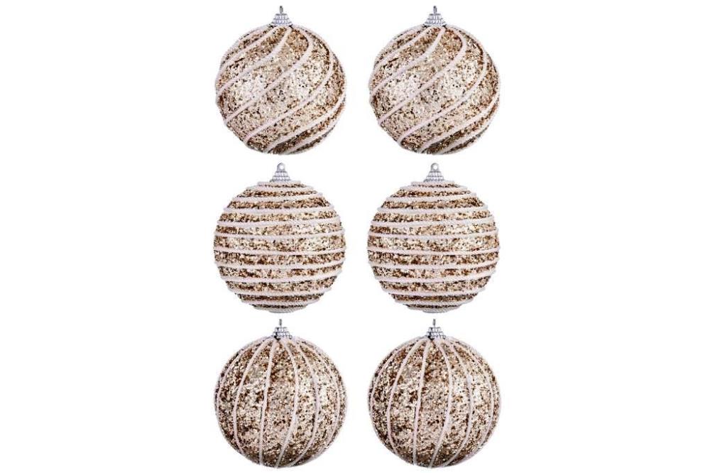 Набор 6 новогодних шаров 9,5*9,5 см Набор 6 новогодних шаров 9,5*9,5 см