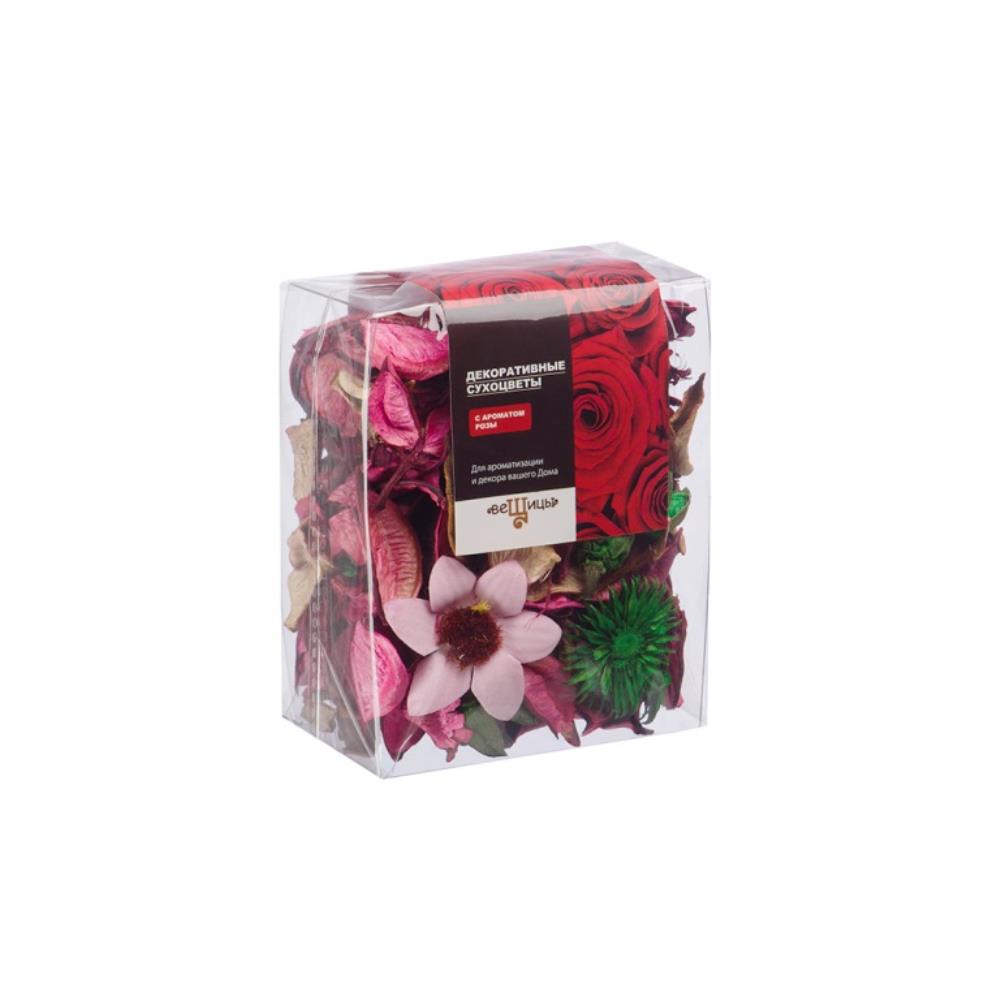 Набор сухоцветов из натуральных материалов с ароматом розы, Д95 Ш60 В120, короб