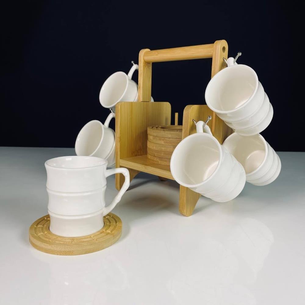 140-151 Кофейный набор 12пр.  120мл на подставке BAMBOO в под.уп.(х12)Фарфор