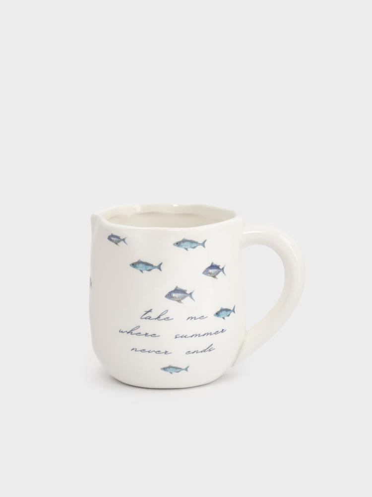 Кружка, 360 мл, керамика, белая, Рыбки, Sea world