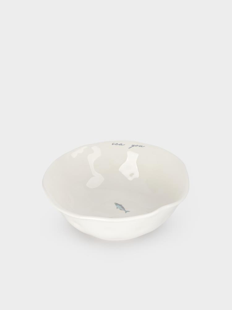 Салатник, 21х8 см, 1 л, керамика, белый, Рыбки, Sea world