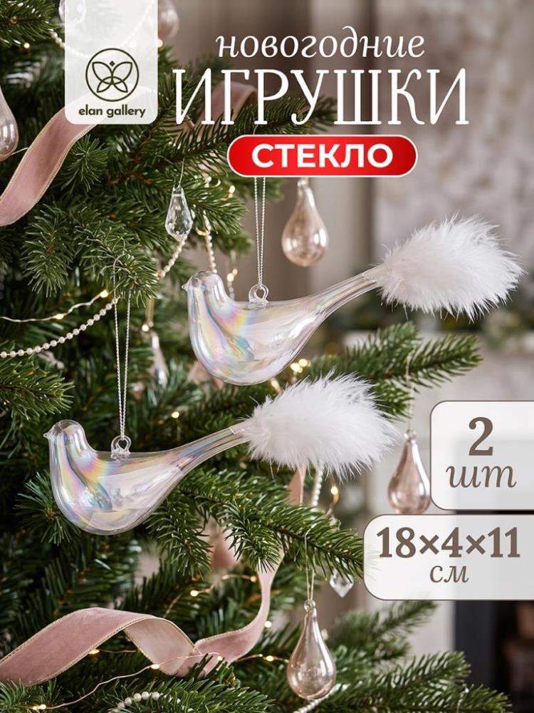 Набор стеклянных новогодних игрушек 2 пр. 4*11 см Набор стеклянных новогодних игрушек 2 пр. 4*11 см
