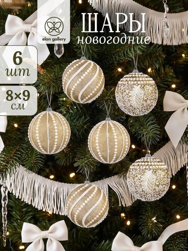 Набор новогодних шаров 6 пр. 10*11 см Набор новогодних шаров 6 пр. 10*11 см