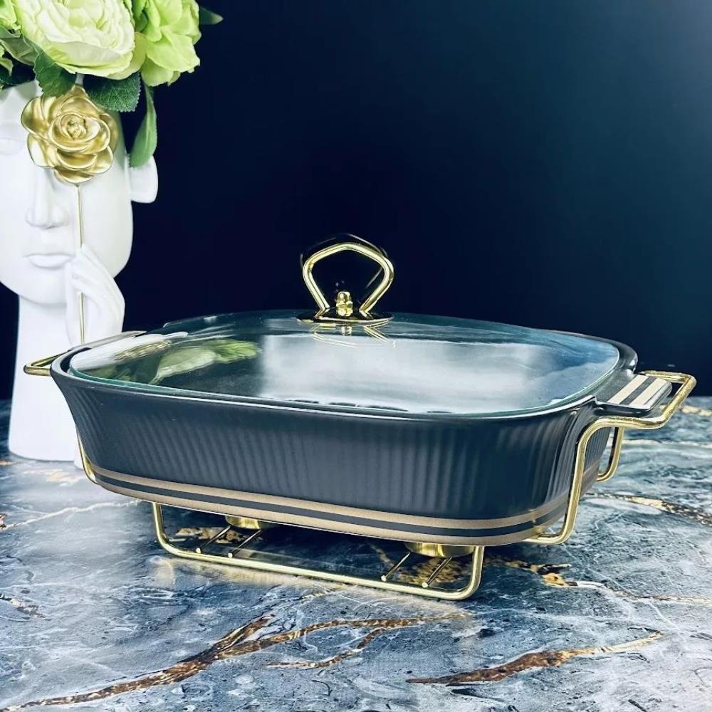 133-284 Сервировочный мармит 33см ЭЛЛАДА на подставке в под.уп.(х4)Фарфор