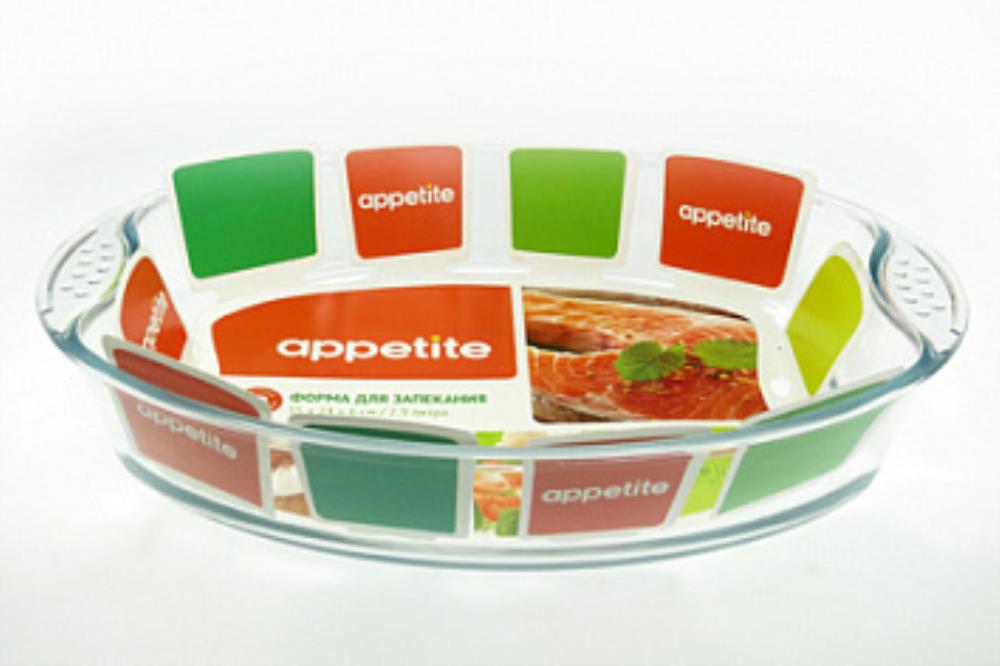 Форма стекл овал 39x27x6см/3,9л с руч ТМ Appetite