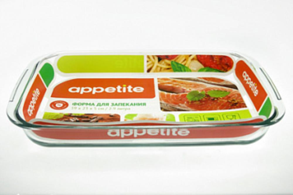 Форма стекл прям 28х18х5см/1,5л с руч ТМ Appetite