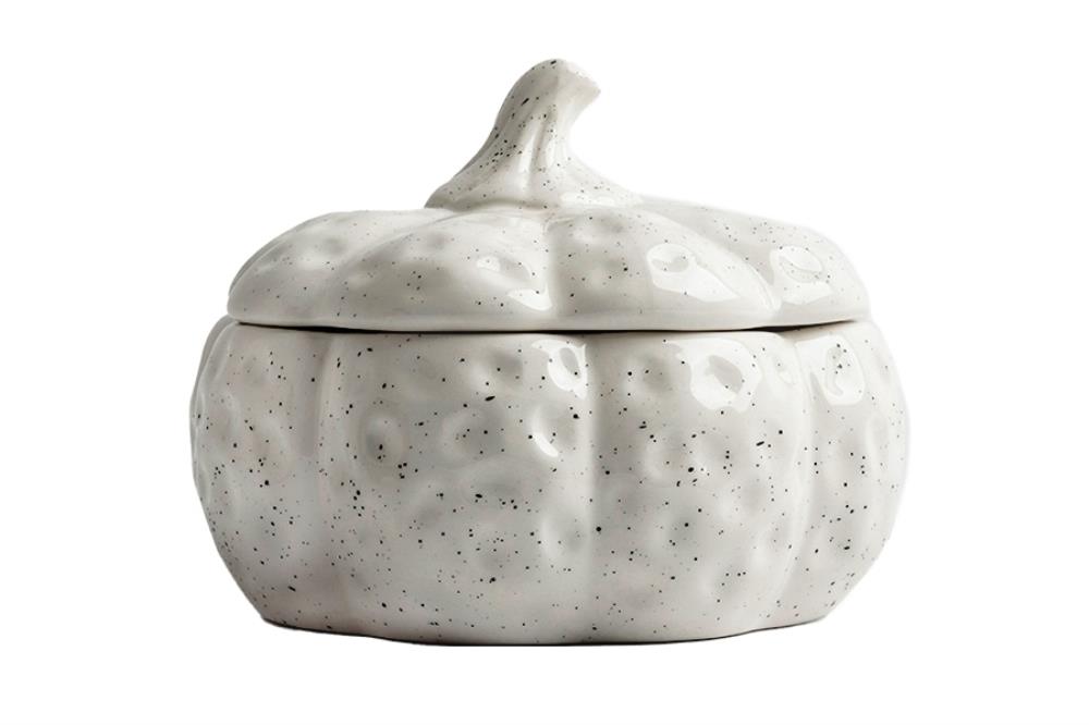 Блюдо, 22 см, керамика, белое, в крапинку, Тыква, Light pumpkin