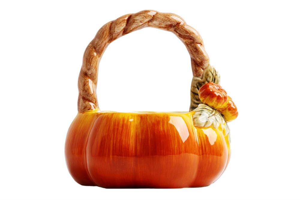 Конфетница, 21х21 см, керамика, оранжево-зеленая, Тыква, Bright pumpkin