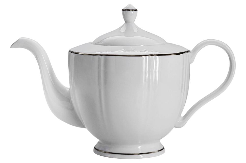 Чайник заварочный, 1,1 л, фарфор F, белый, с серебристым кантом, Lotus silver