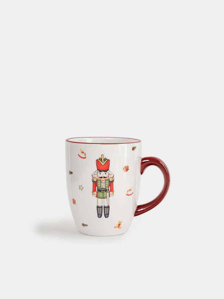 Кружка, 330 мл, керамика D, белая, Елка и Щелкунчик, Nutcracker