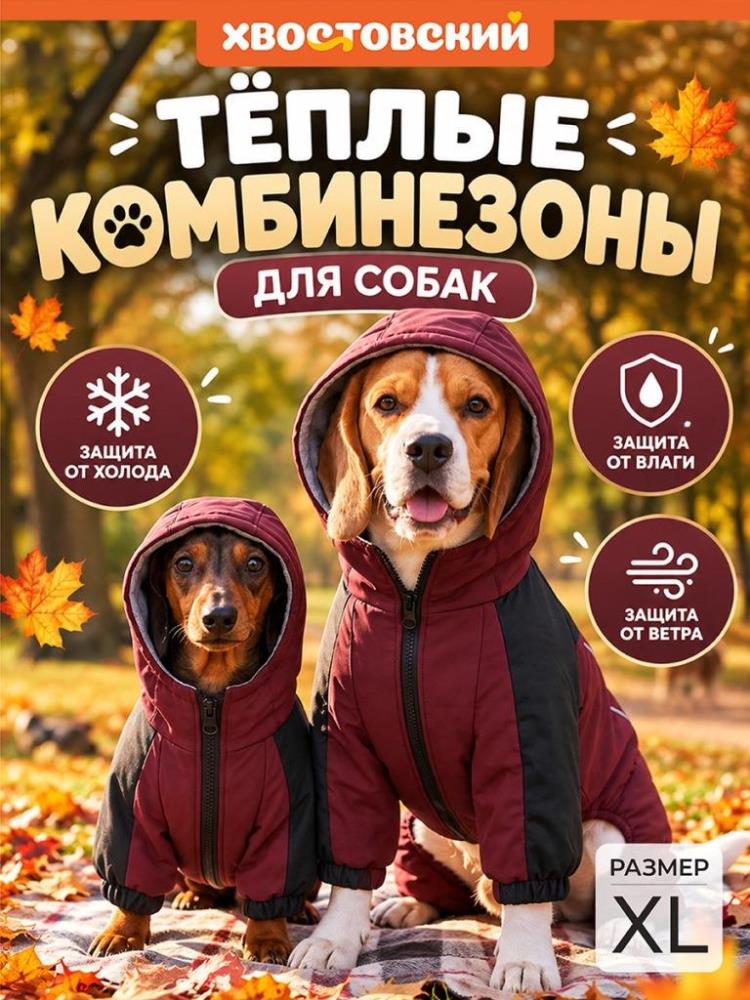 Комбинезон для собак XL, бордовый