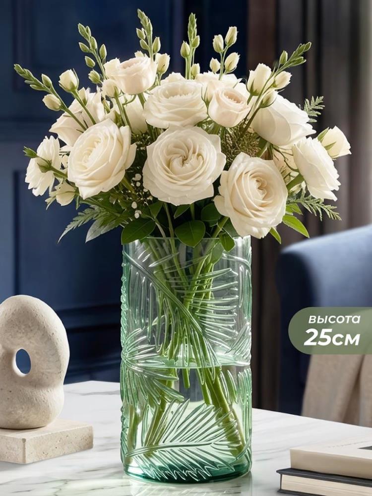 Ваза 13*13*25 см 2,7 л, зеленый, стекло