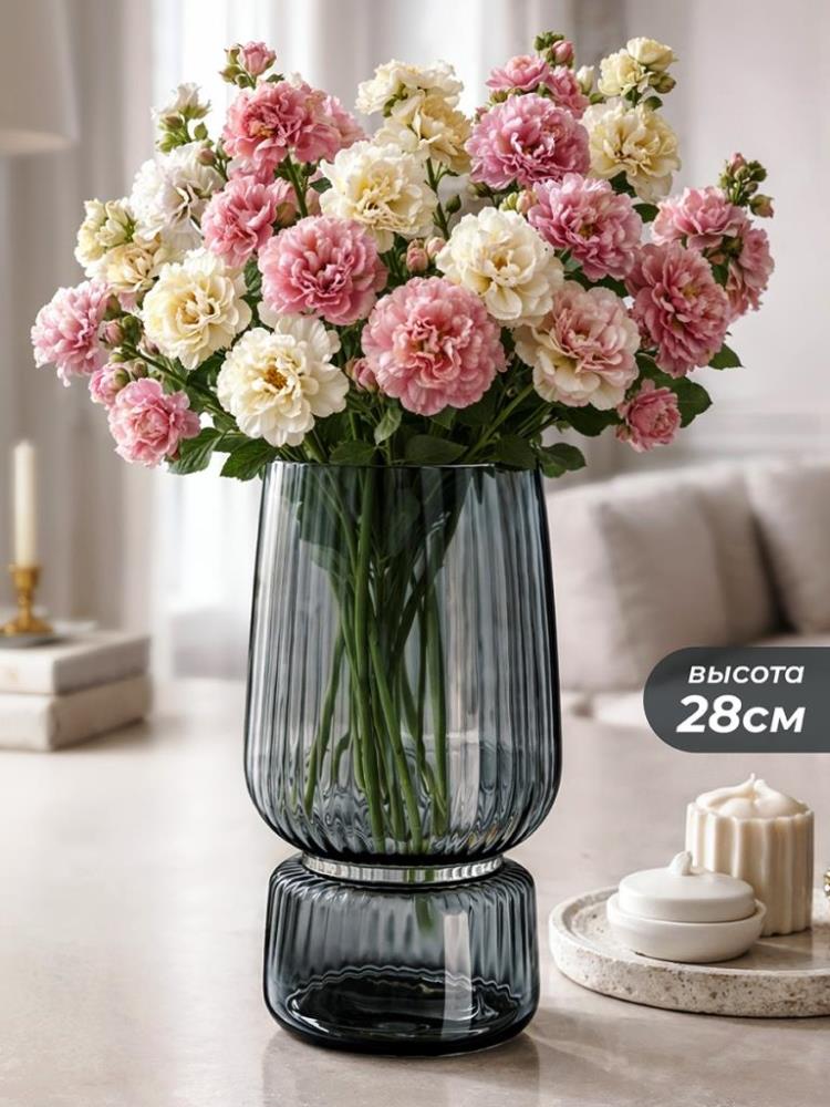 Ваза 13,5*13,5*28,5 см 4 л, графит, стекло