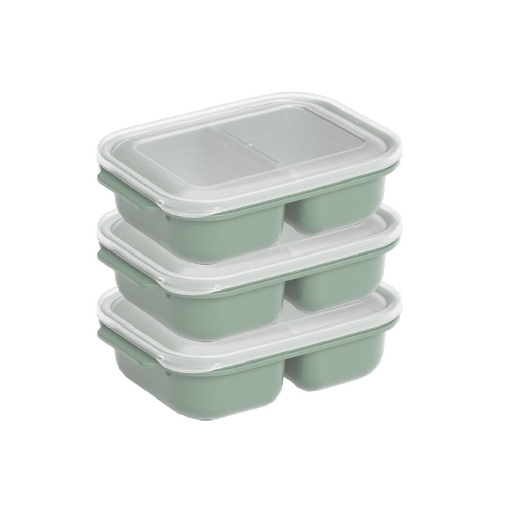 Прямоугольный контейнер 3*(2*600) мл оливковый (12 шт)