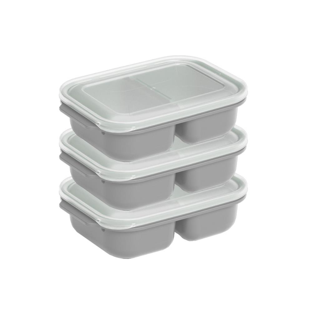 Прямоугольный контейнер 2*600 мл серебристо-серый (12 шт)