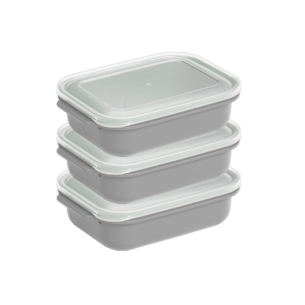 Прямоугольный контейнер 3*1300 мл серебристо-серый (12 шт)