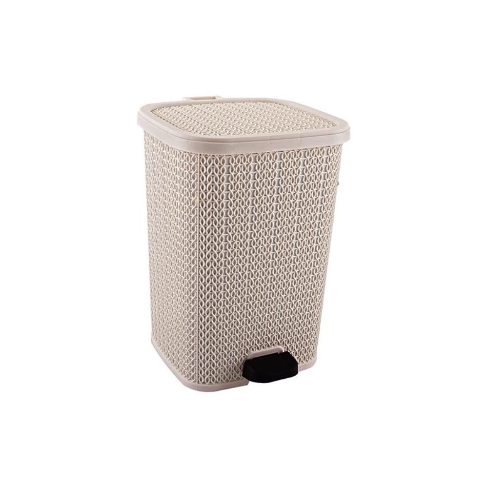 Мусорное ведро с педалью 12 лт вязаный узор беж (8) шт Мусорное ведро с педалью 12 лт вязаный узор беж (8) шт