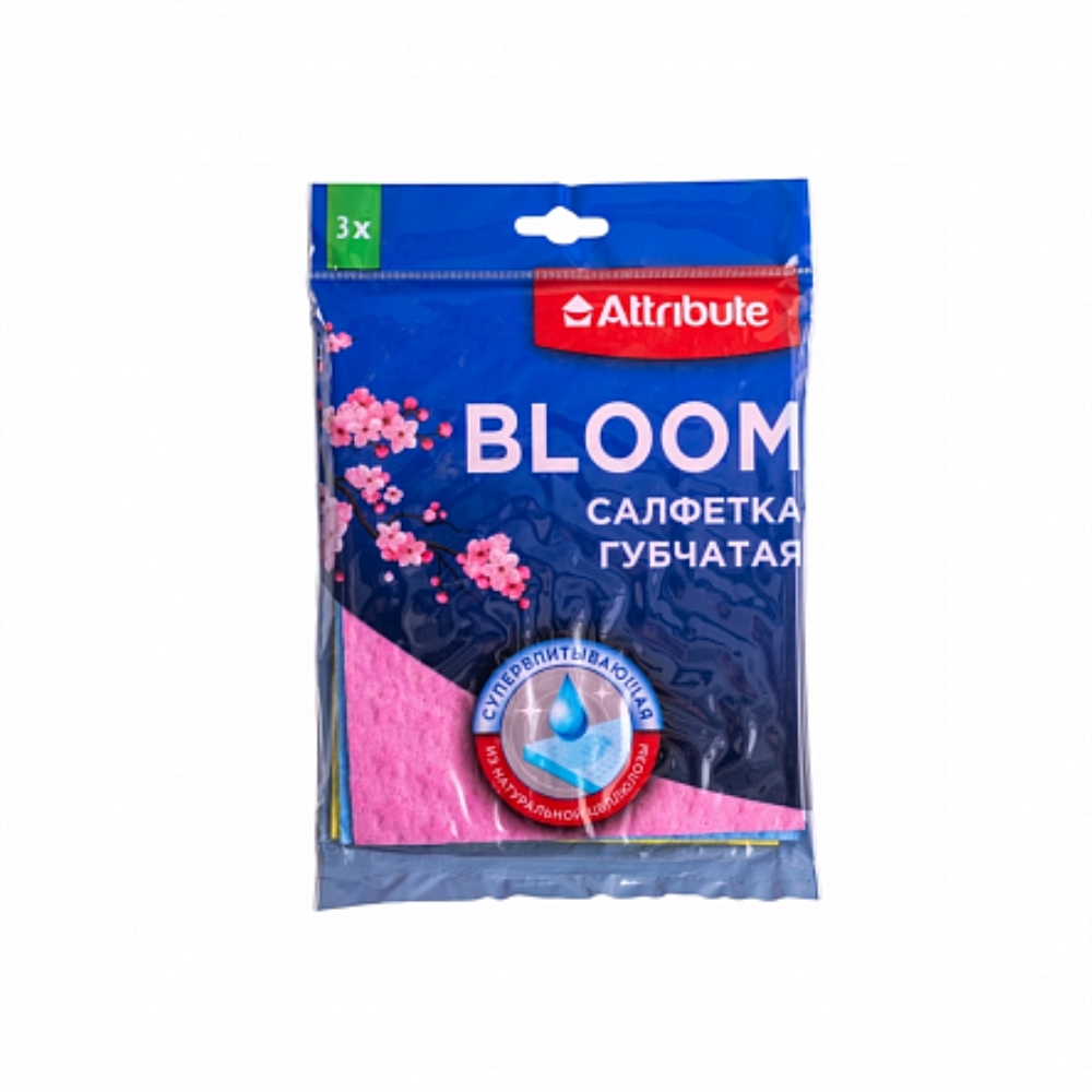 BLOOM Салфетка губчатая 3шт 15x18см