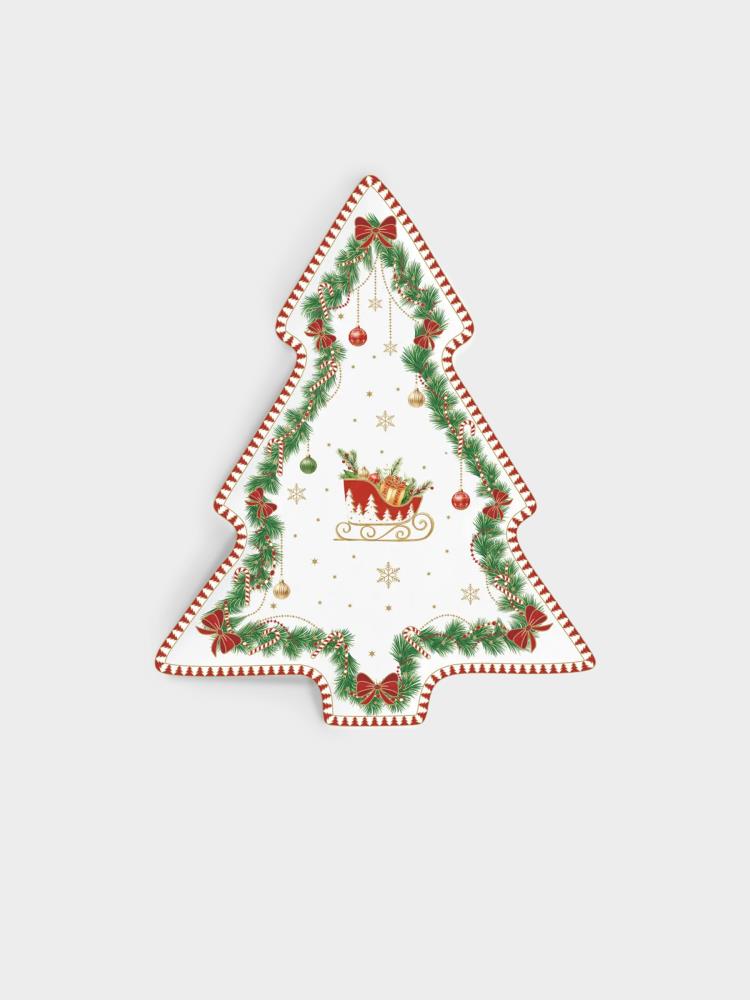 Блюдо, 20,5х25,5 см, фарфор P, белое, елочка, Щелкунчик и фея, Magie de Noel Блюдо, 20,5х25,5 см, фарфор P, белое, елочка, Щелкунчик и фея, Magie de Noel