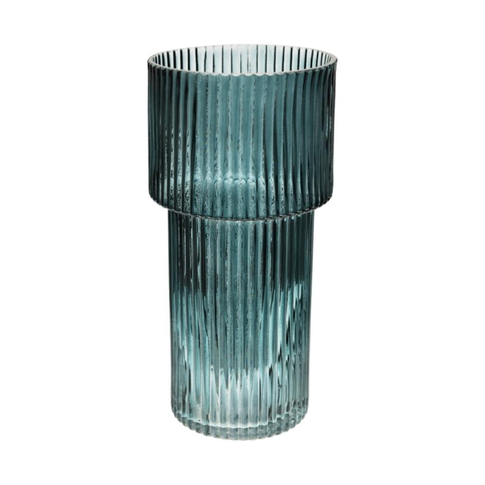 Декоративная ваза из рельефного стекла, Д95 Ш95 В200, синий