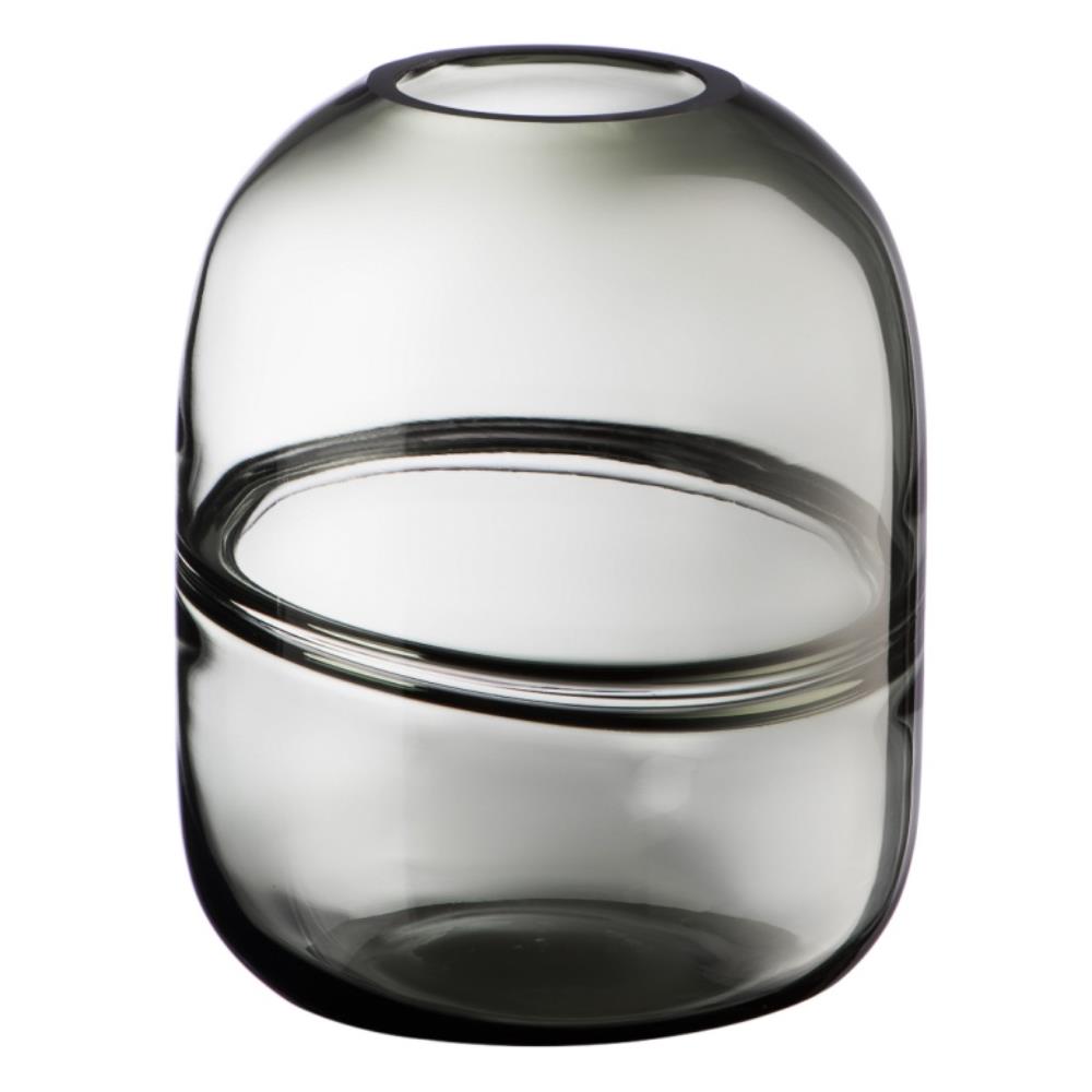 Декоративная ваза из дымчатого стекла, Д135 Ш135 В170, серый