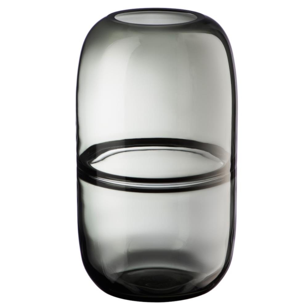 Декоративная ваза из дымчатого стекла, Д147 Ш147 В270, серый