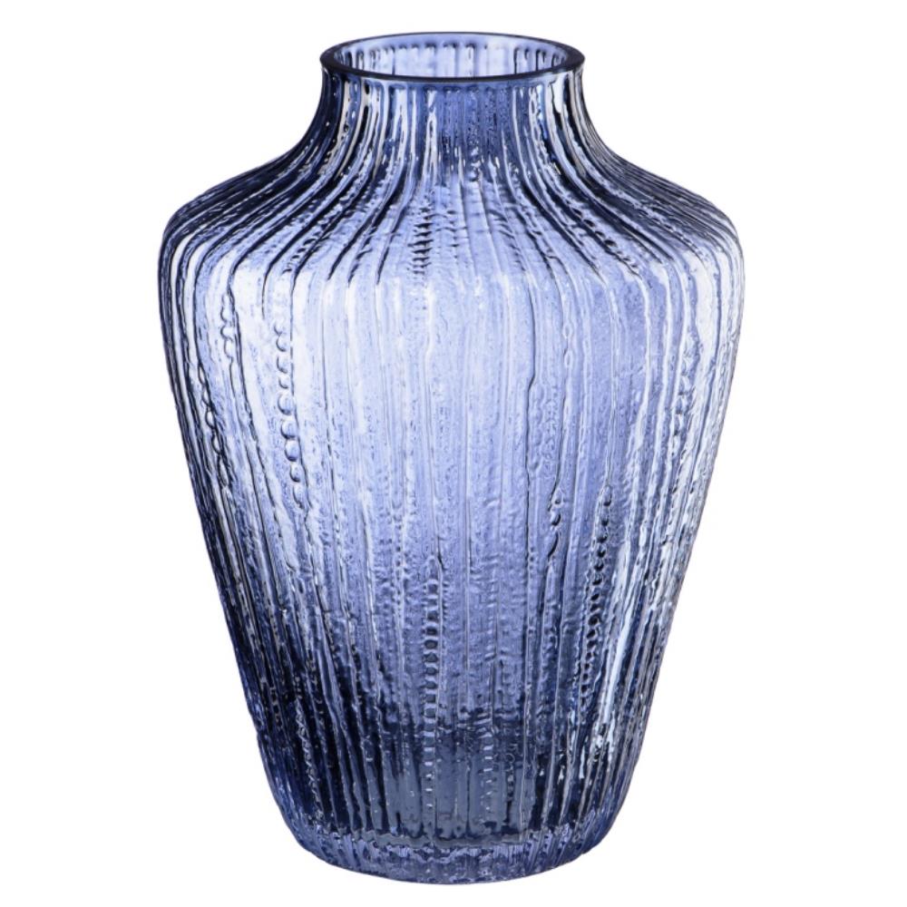 Декоративная ваза из дымчатого стекла, Д190 Ш190 В260, синий