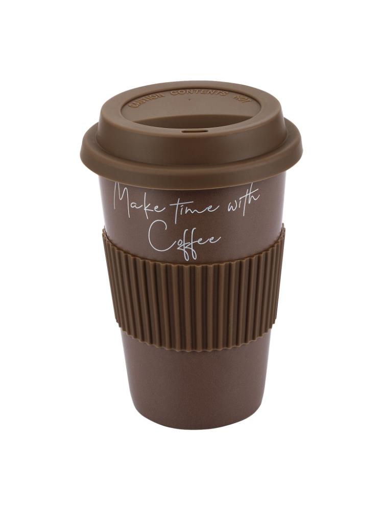 83-004 Кружка с силиконовой крышкой и манжетой 370мл, Linea di PORCELLANA