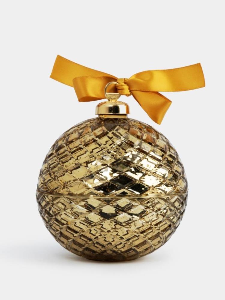 Свеча ароматическая, 11 см, в подсвечнике, стекло, золотистая, Fig Hug Ca, Шар, New year Свеча ароматическая, 11 см, в подсвечнике, стекло, золотистая, Fig Hug Ca, Шар, New year