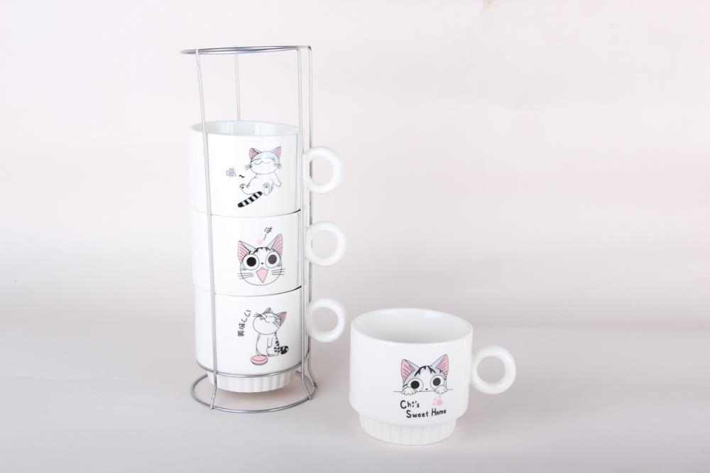 Набор кружек 250мл 1/4 на метал.подставке   кратно 1