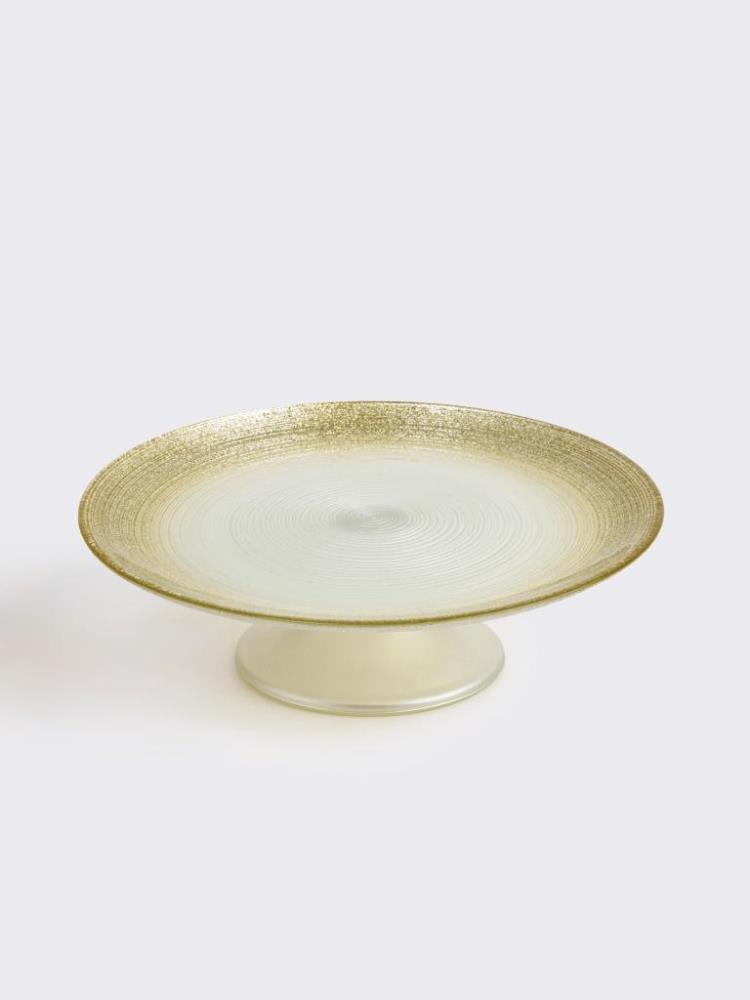 Блюдо на ножке, 21х10 см, стекло, молочное/шампань, Marbella