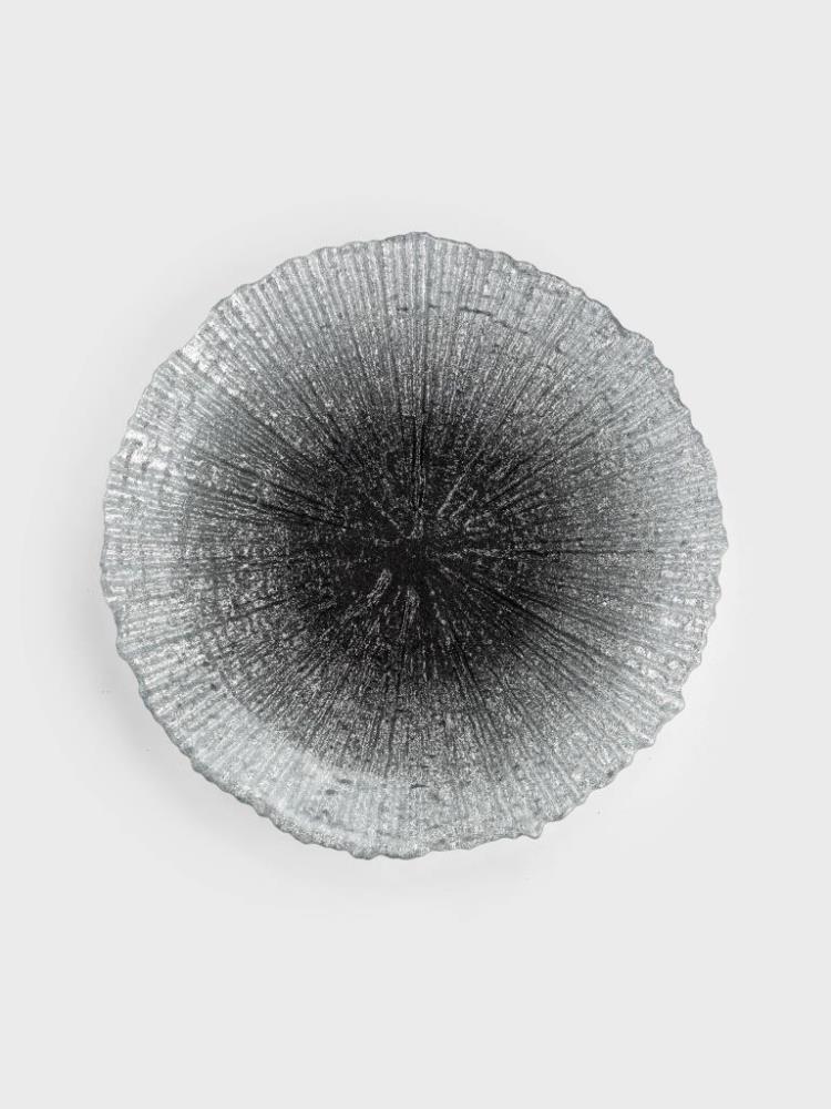 Тарелка обеденная, 28 см, стекло, серебристо-серая, Avila