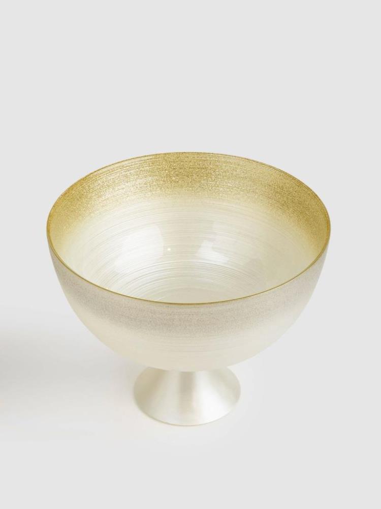 Ваза для фруктов, 24х14 см, на ножке, стекло, молочная/шампань, Marbella fhn ANLAF-6640F-1335-2009061--2