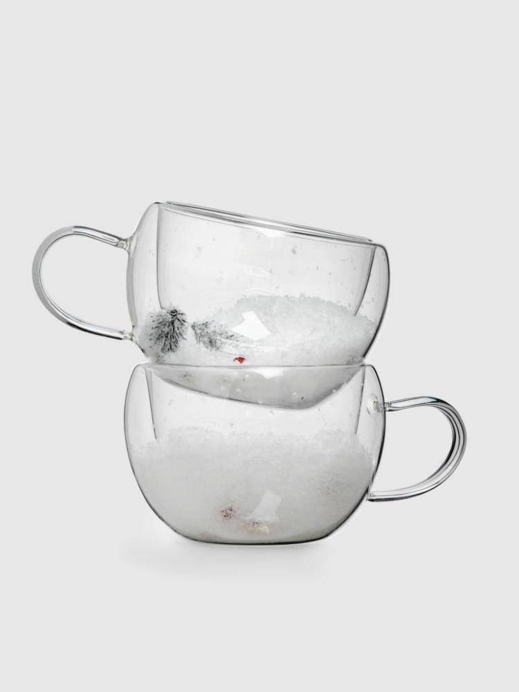 Кружка, 270 мл, 2 шт, стекло Б, с ягодами и еловыми ветками внутри, Wind-mystery