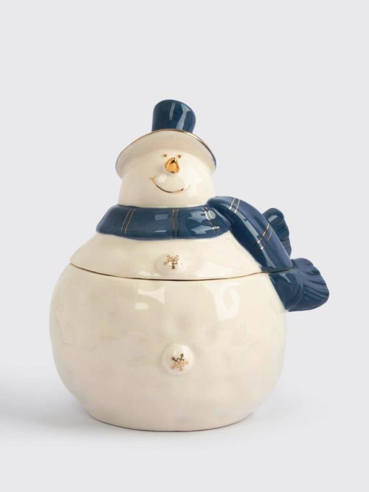 Емкость для хранения, 19 см, фарфор P, бело-голубая, Снеговик, Snowfall