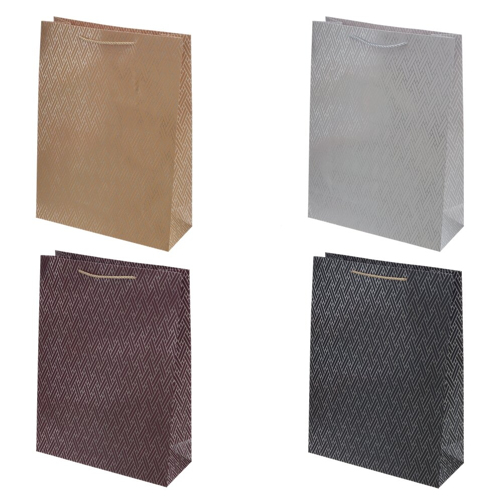 Пакет подарочный (бумага 210г/м2, блок микс 12шт), L31 W12 H42 см, 4в.