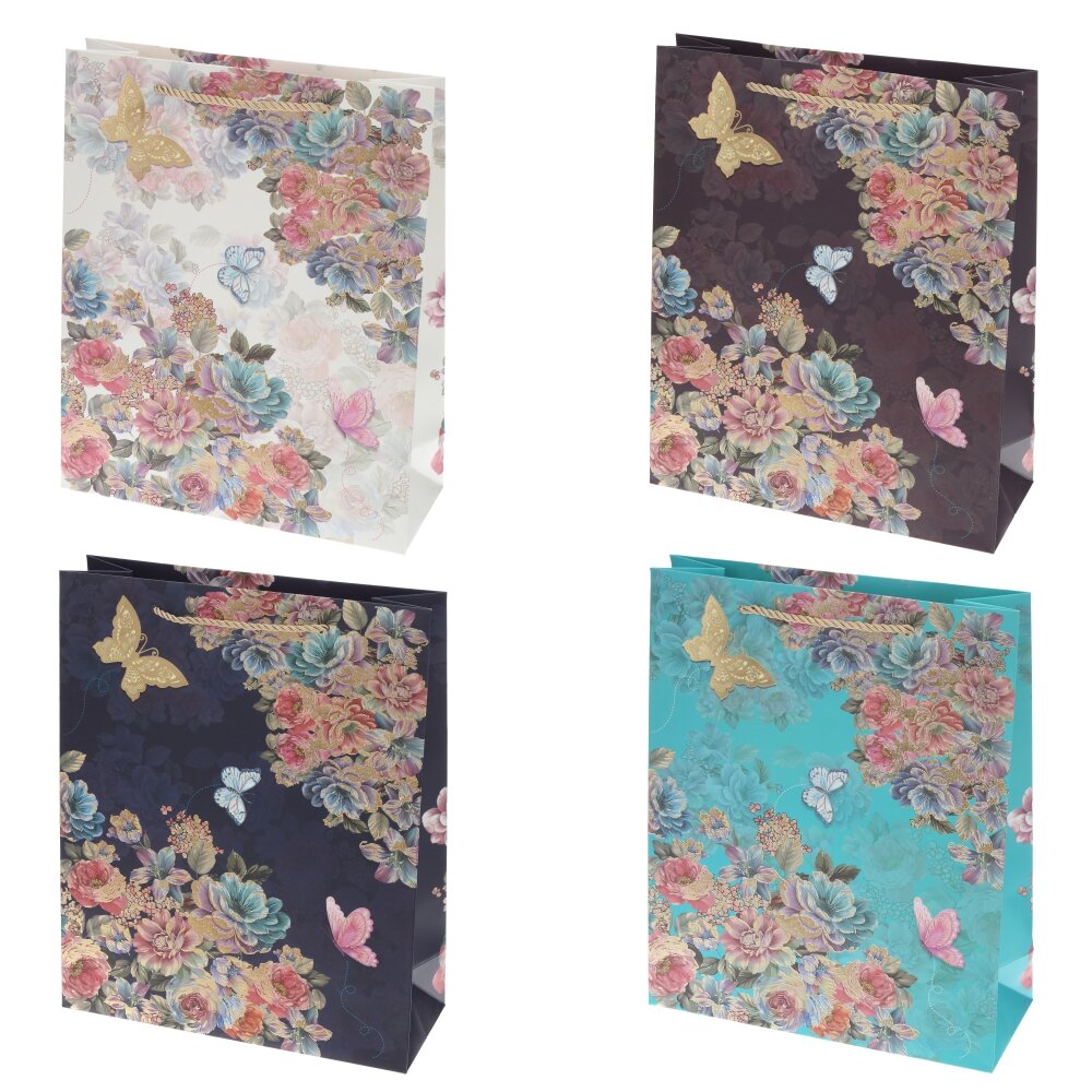 Пакет подарочный (бумага 210г/м2, блок микс 12шт), L26 W10 H32 см, 4в.