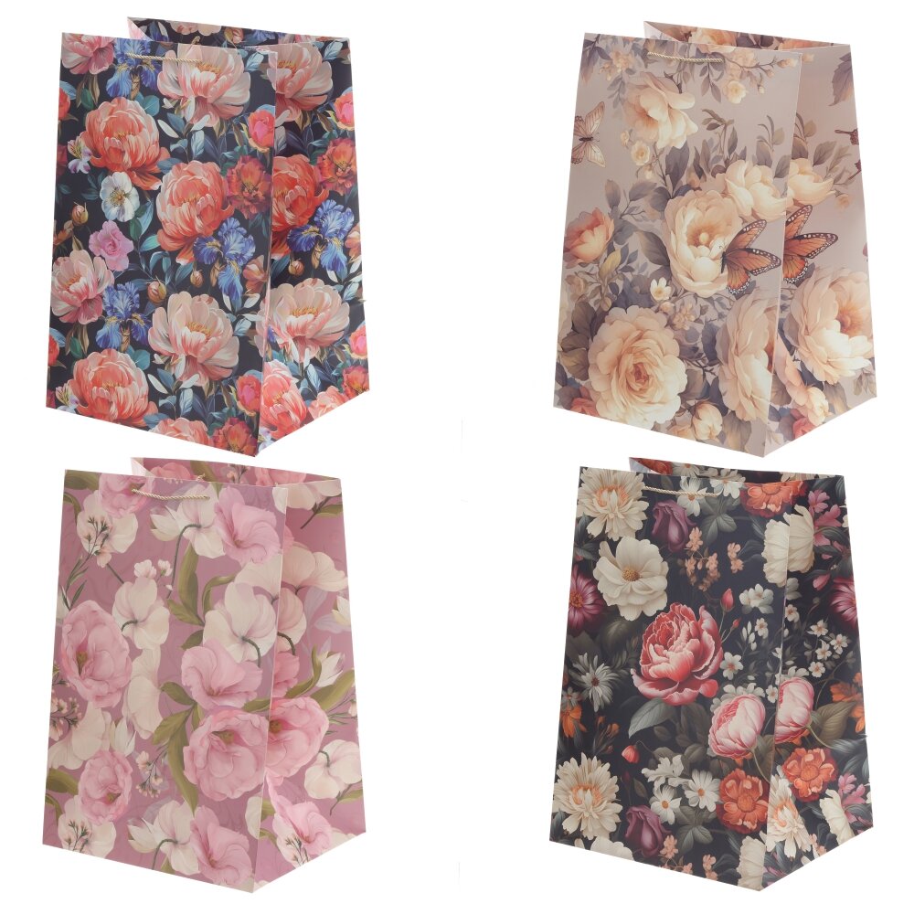 Пакет подарочный (бумага 210г/м2, блок микс 12шт), L36,5 W30 H54 см, 4в.