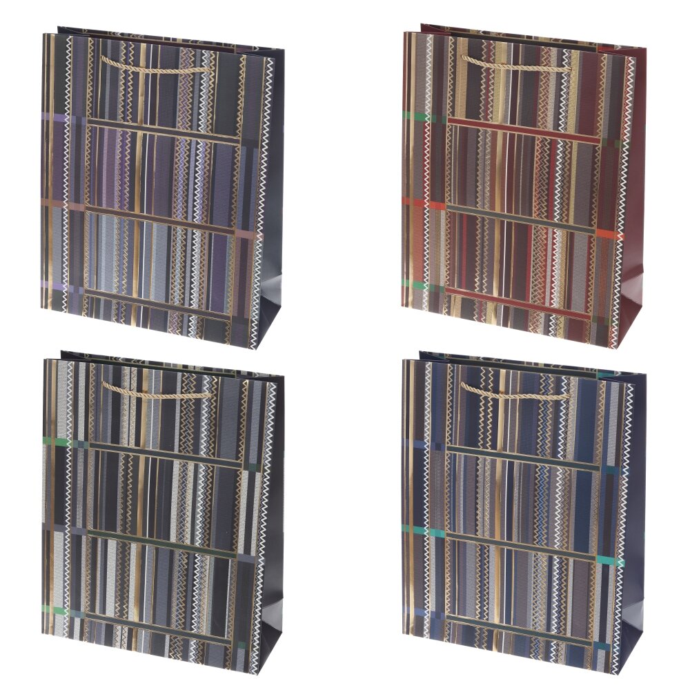 Пакет подарочный (бумага 210г/м2, блок микс 12шт), L26 W10 H32 см, 4в.