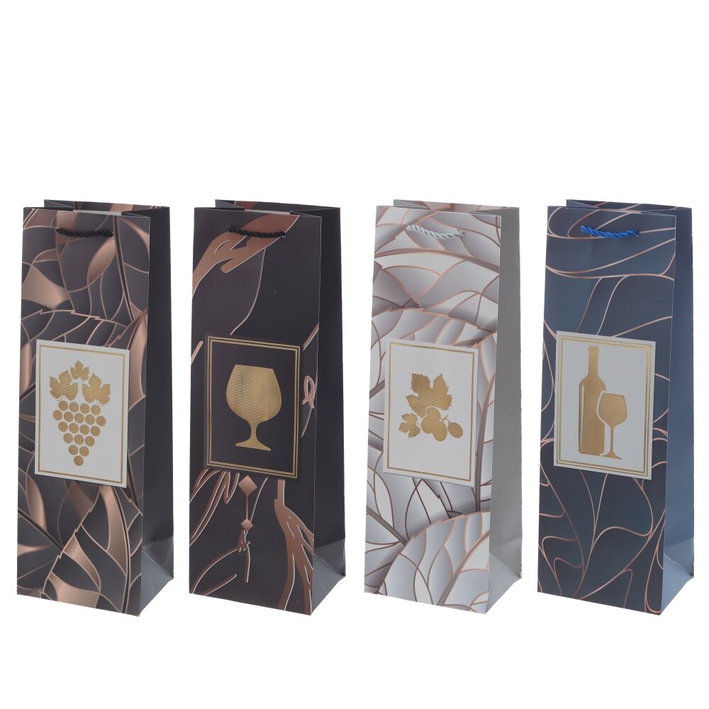 Пакет подарочный для бутылок (бумага 210г/м2, блок микс 12шт), L12 W9 H35 см, 4в. Пакет подарочный для бутылок (бумага 210г/м2, блок микс 12шт), L12 W9 H35 см, 4в.