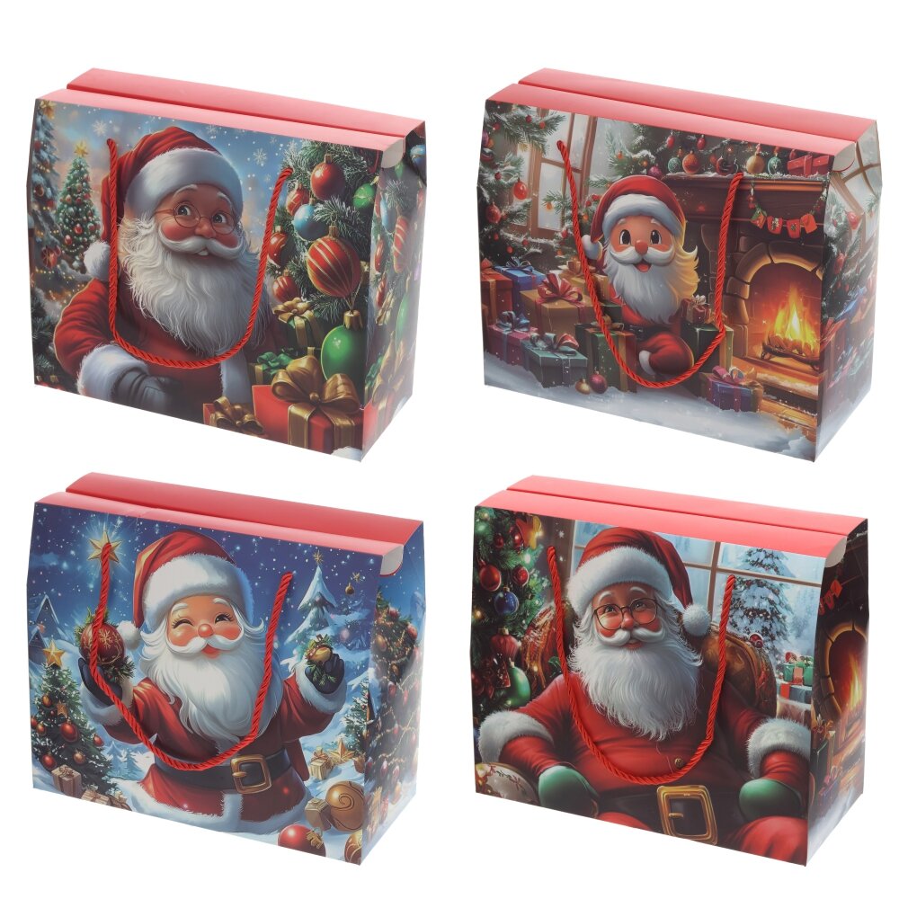 Пакет подарочный M (бумага 350г/м2, блок 12шт), L27,5 W12,5 H23 см, 4в.