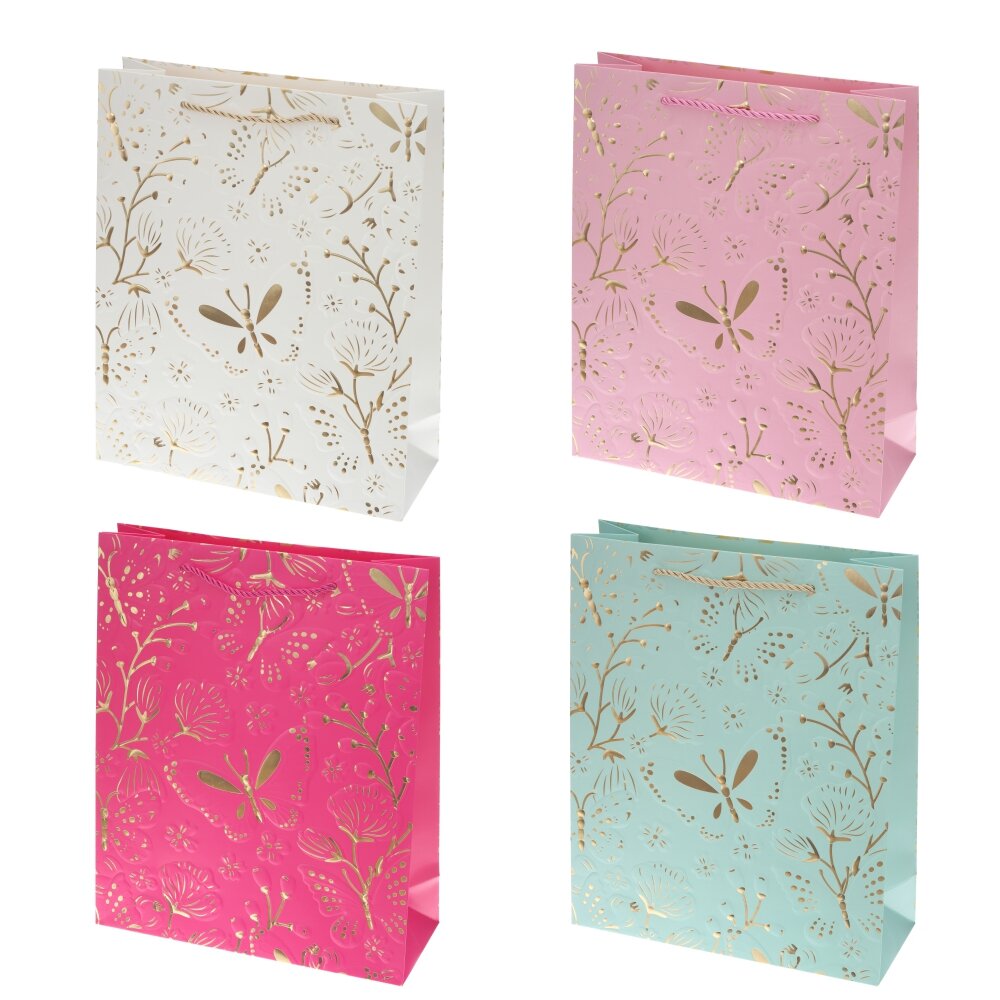 Пакет подарочный (бумага 210г/м2, блок микс 12шт), L26 W10 H32 см, 4в.