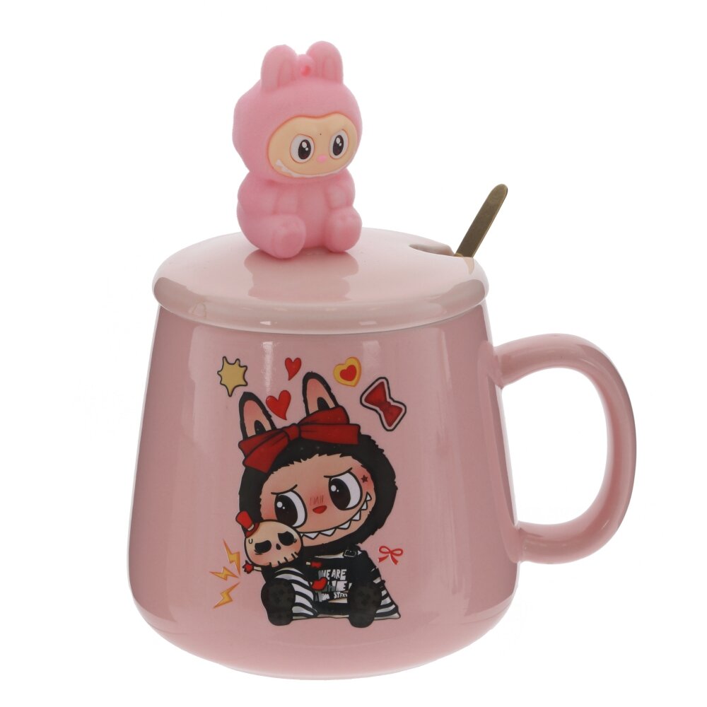 Кружка с крышкой и ложкой, 470 мл, L13,5 W10 H15 см