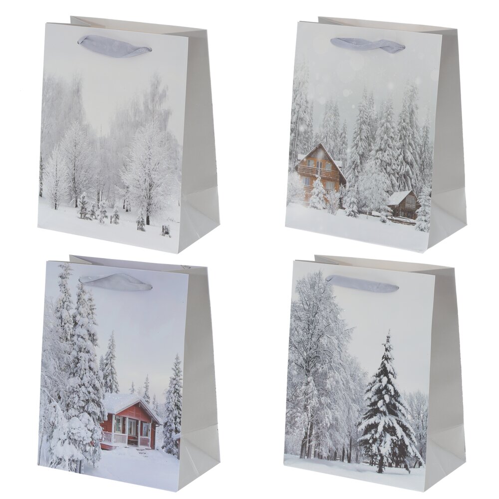 Пакет подарочный (бумага, плотность 210г/м2, блок микс 12шт), L18 W10 H23 см, 4в.