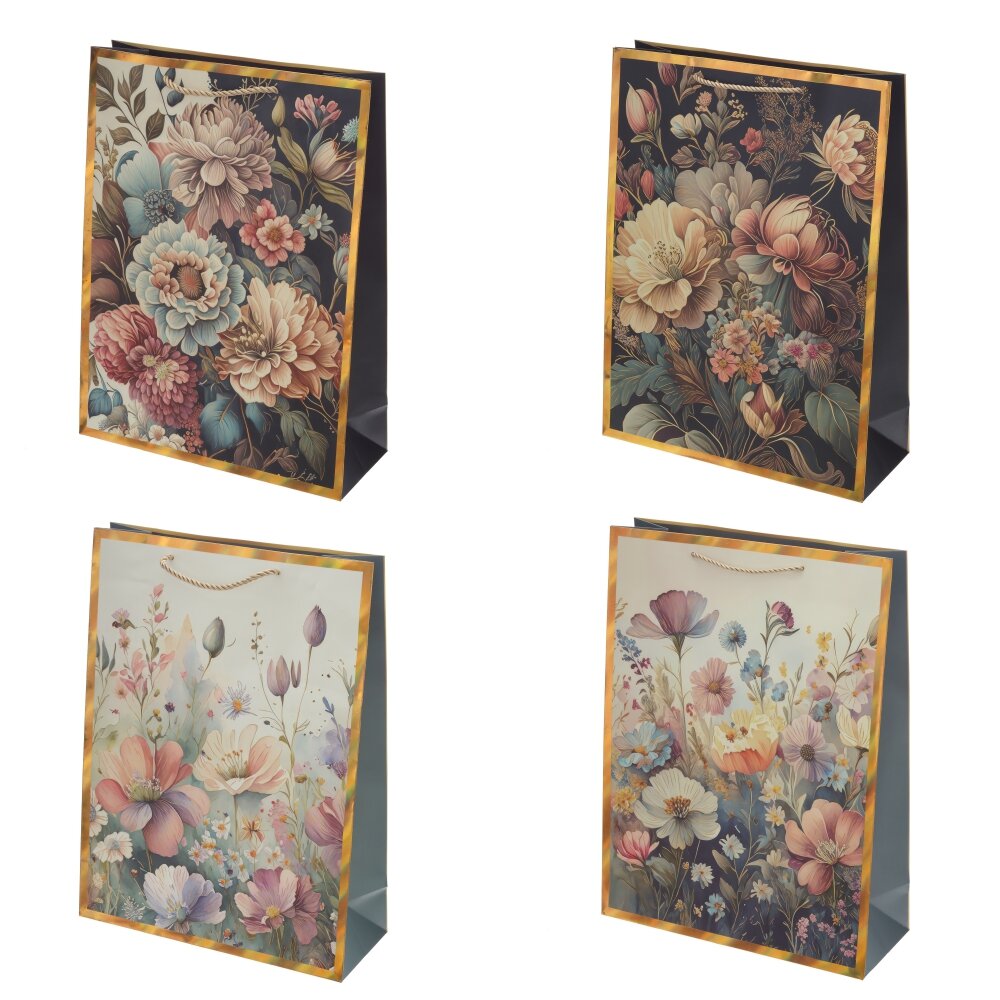 Пакет подарочный (бумага 210г/м2, блок микс 12шт), L31 W12 H42 см, 4в.