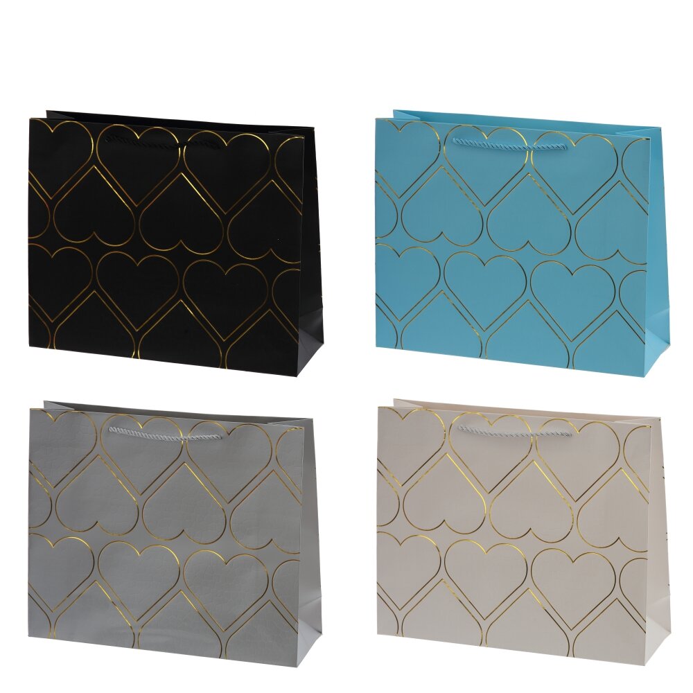 Пакет подарочный M (бумага 210г/м2, блок 12шт), L32 W10 H26 см, 4в.