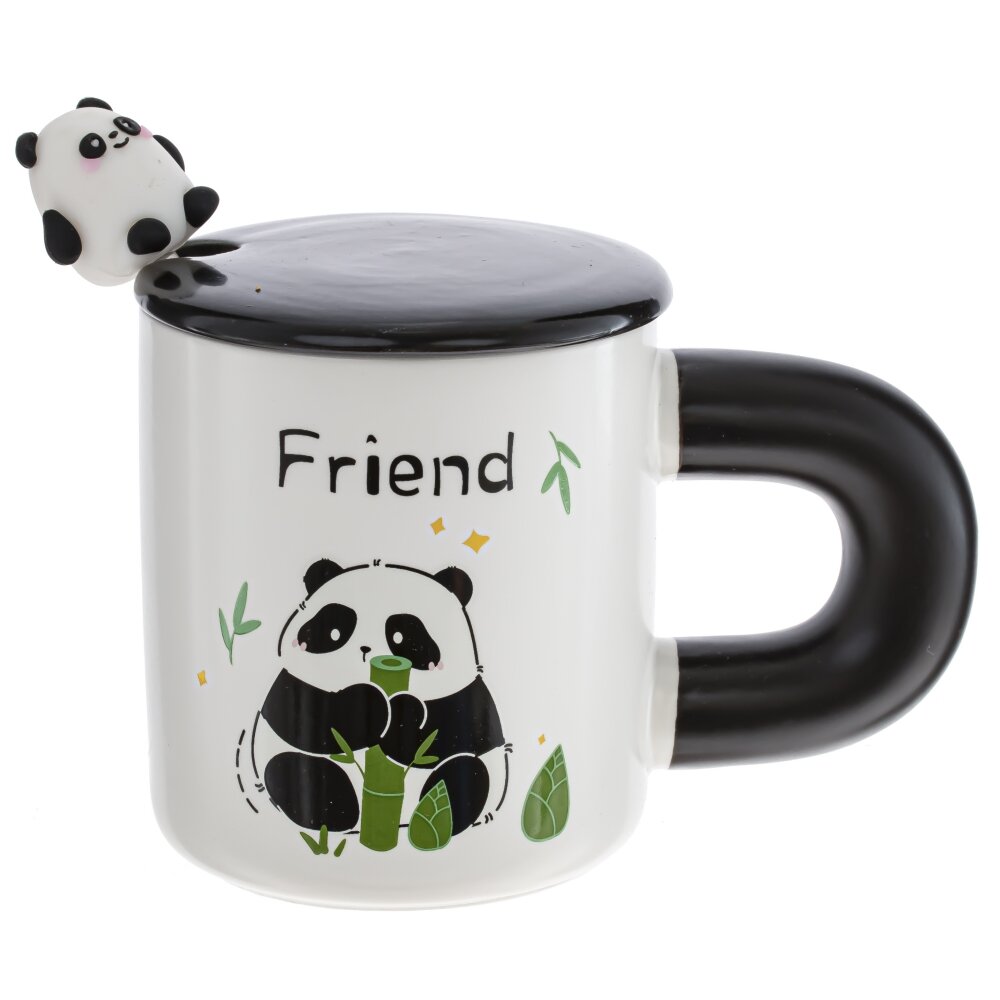 Кружка с крышкой и ложкой, 430 мл, L8,5 W8,5 H9,8 см