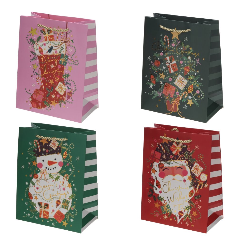 Пакет подарочный S (бумага 210г/м2, блок 12шт), L18 W10 H23 см, 4в.