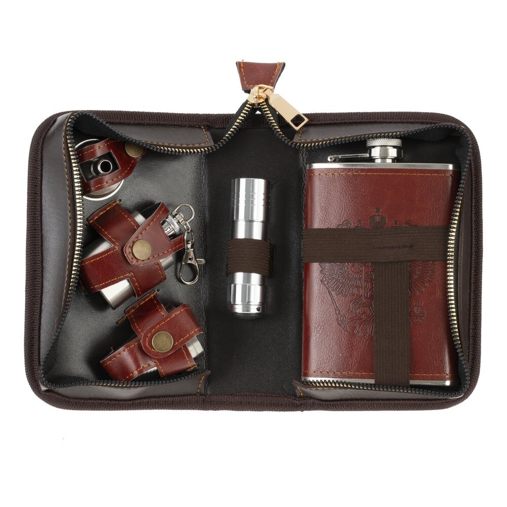 Набор для пикника 6 предм. (фляжка 220 мл, фляжка, 2 стопки 30 мл, воронка, фонарь) , L11 W7 H18,5 с Набор для пикника 6 предм. (фляжка 220 мл, фляжка, 2 стопки 30 мл, воронка, фонарь) , L11 W7 H18,5 с