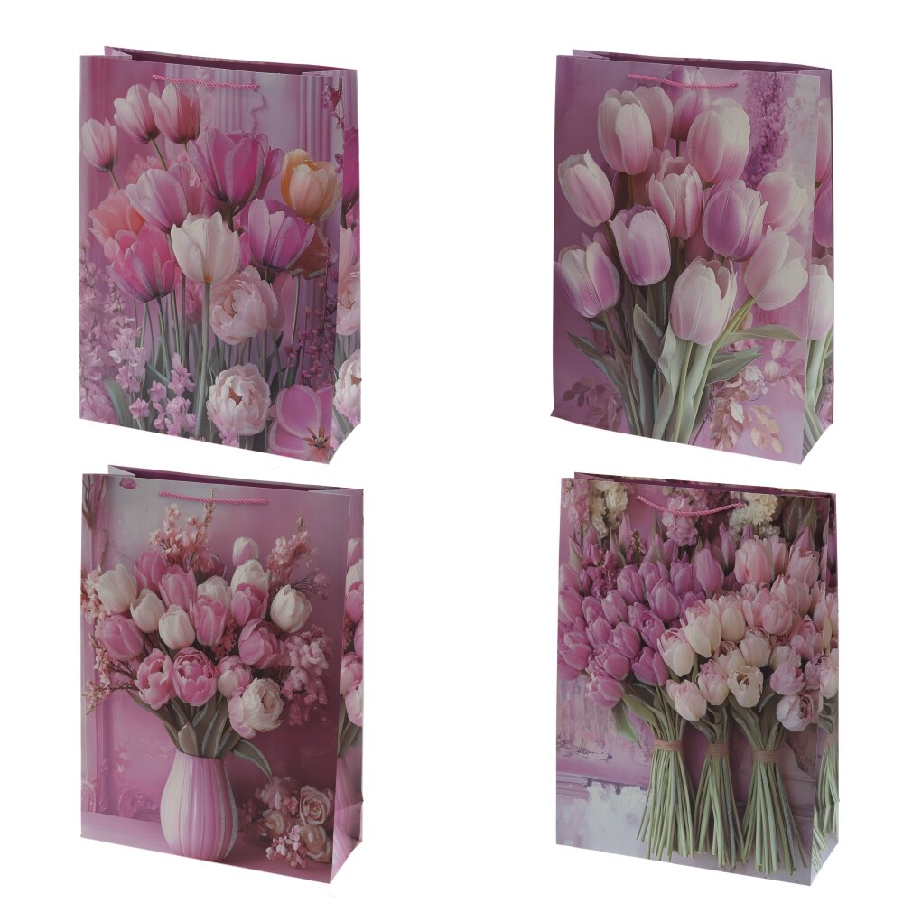 Пакет подарочный XL (бумага 210г/м2, блок 12шт), L40 W15 H55 см, 4в.